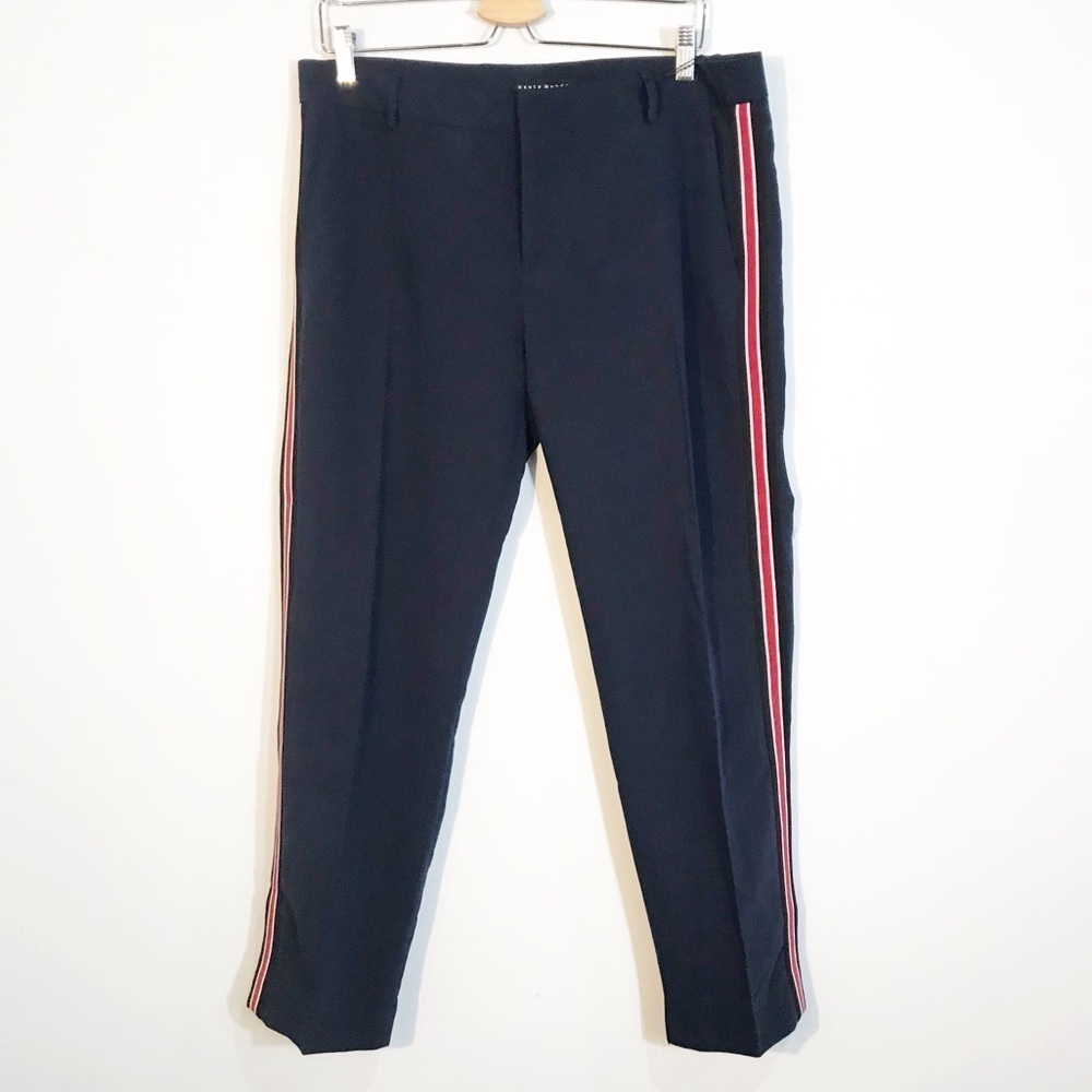 HAUTE MONDE Cropped Ankle Pants L Navy